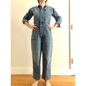 Free People utility denim jumpsuit